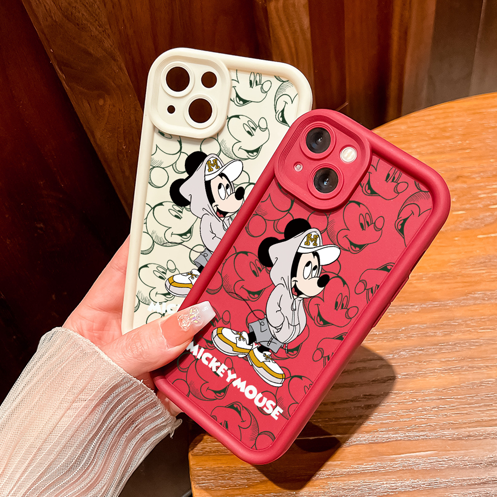 TA for Samsung A06 Back Cover Soft Square Ladder White Handsome Mouse Pattern Cases Silicone Camera Protection Phone Case. 