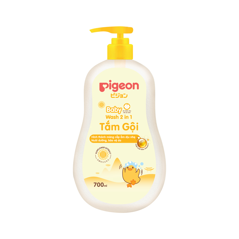 [FreeShipMAX] Sữa tắm gội Pigeon hoa hướng dương 700ml dịu nhẹ Baby Wash 2 in 1 - sua tam dau goi cho be Pigeon