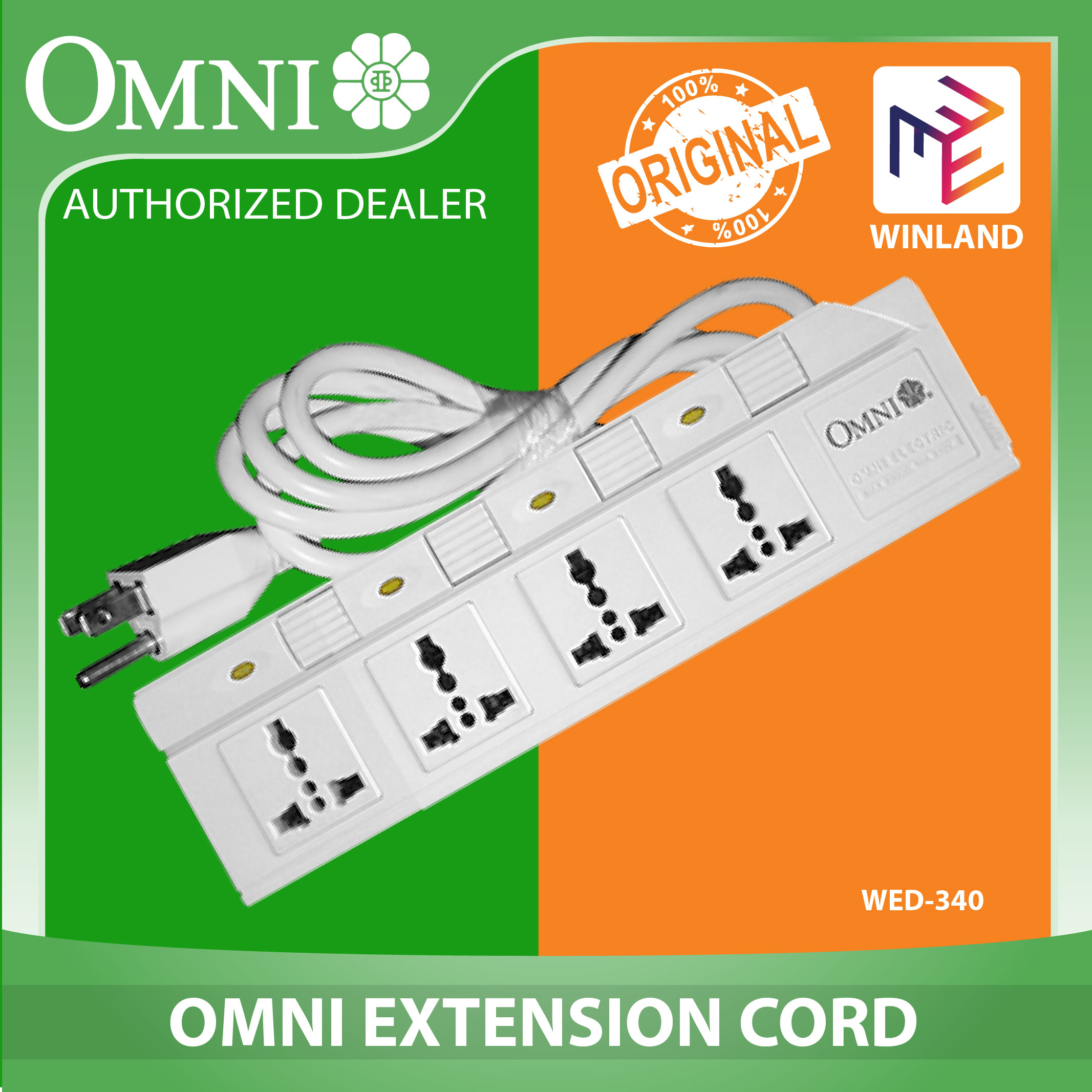 OMNI by Winland Extension Cord Set with Individual Switch 4 Gang 1.83