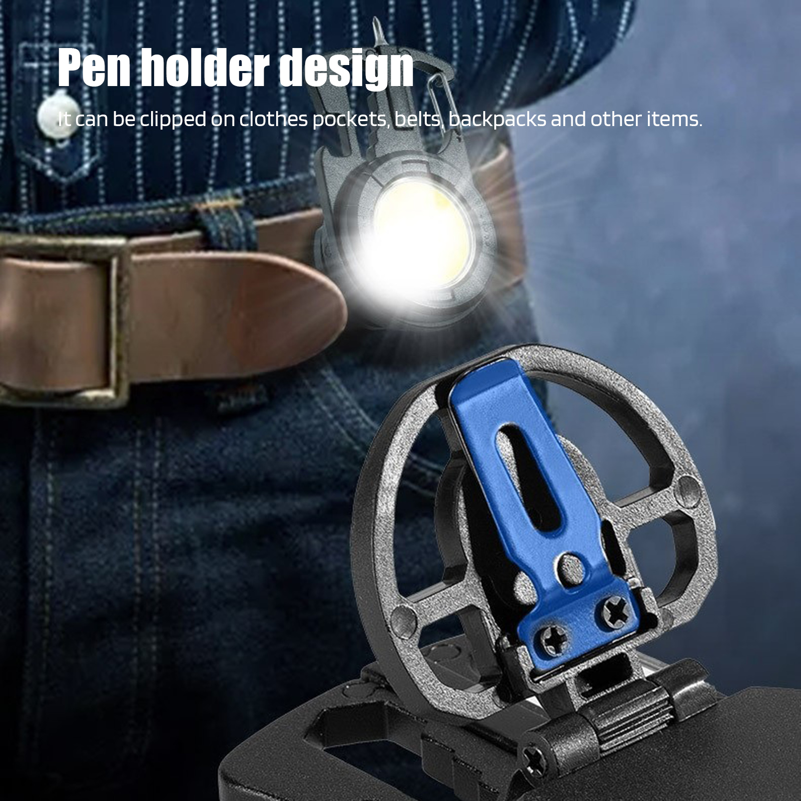 Farfi Camping Light Multifunctional Emergency Tool Rechargeable Led Keychain Work Light Super Bright Mini Flashlight with Screwdrivers Bottle Opener Portable Multifunction Lamp