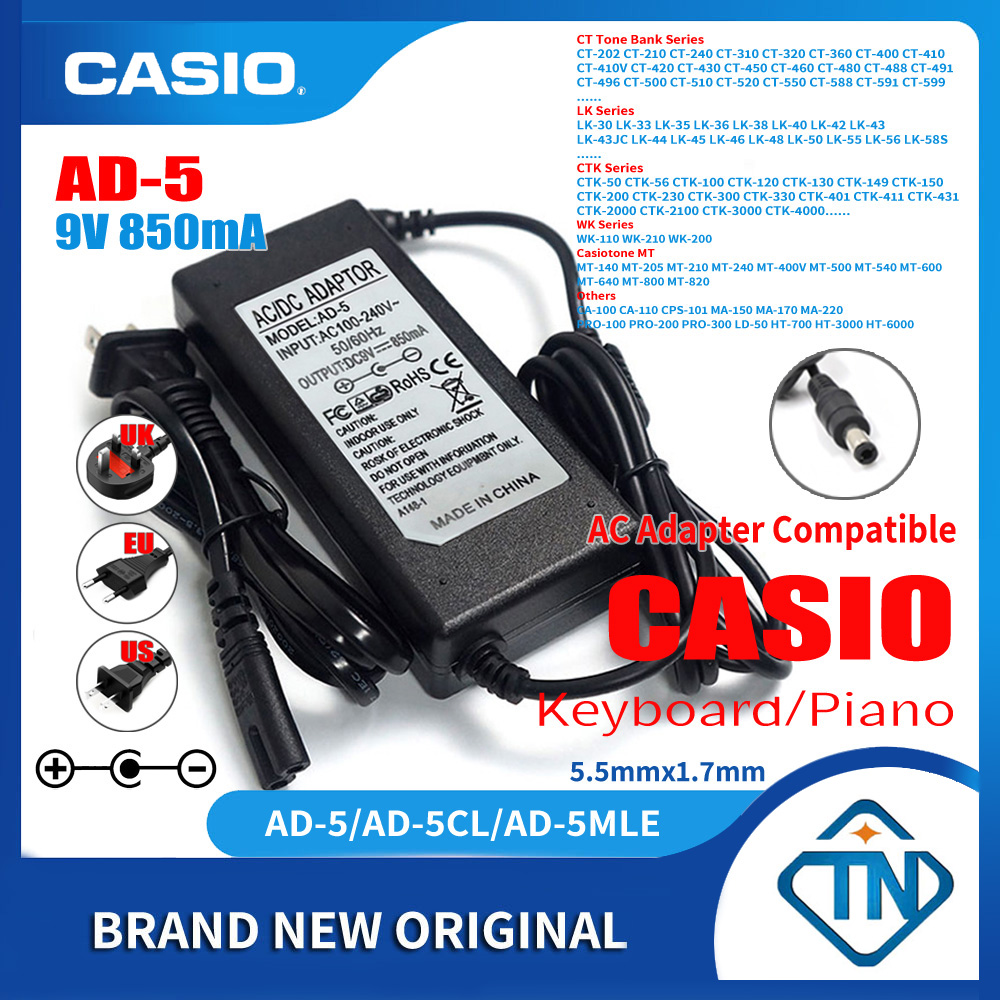9V AC Adapter Power Supply for Casio CTK-571 CTK-573 CTK-574 Keyboard 