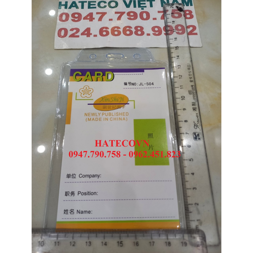 Bao thẻ tên 504, dọc, kích thước 90x140mm loại 1 - mặt thẻ đeo nhân viên,công chức đeo thẻ dọc to bao thẻ tên
