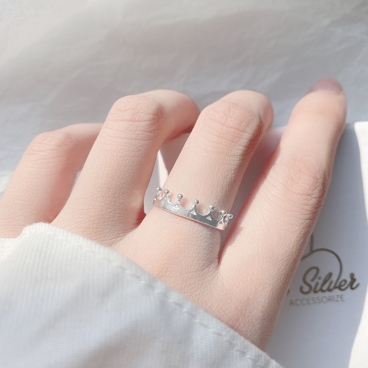 Nhẫn bạc 925 Miuu Silver vương miện đính đá