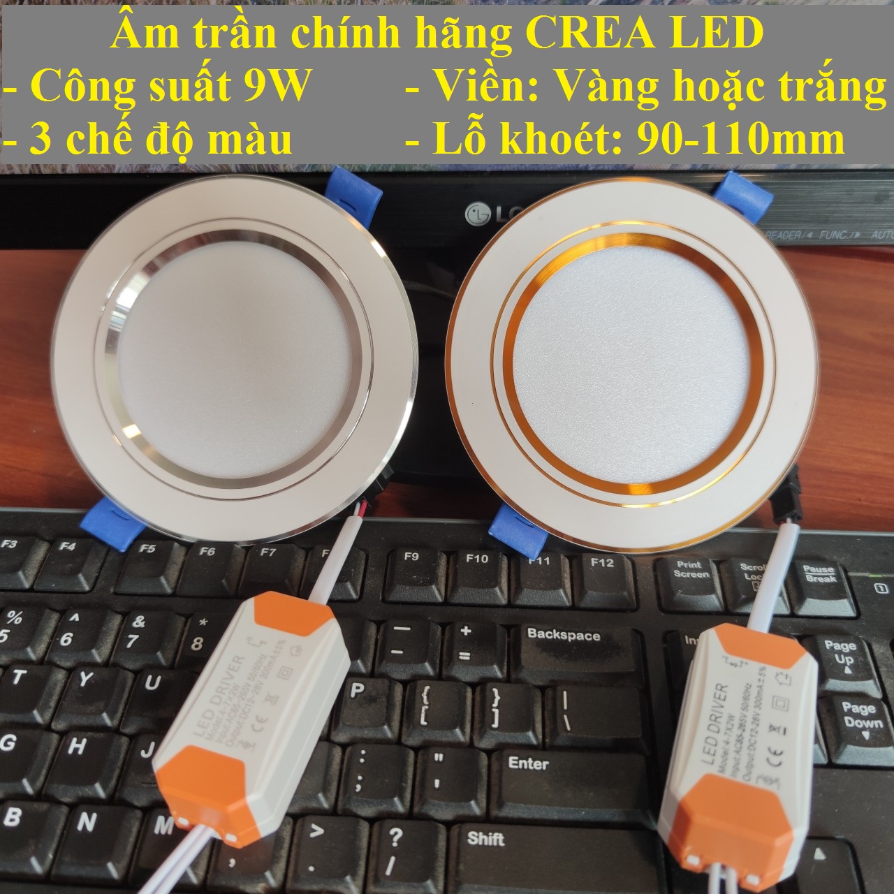 Đèn âm trần 9w,7w LED cao cấp 3 chế độ màu