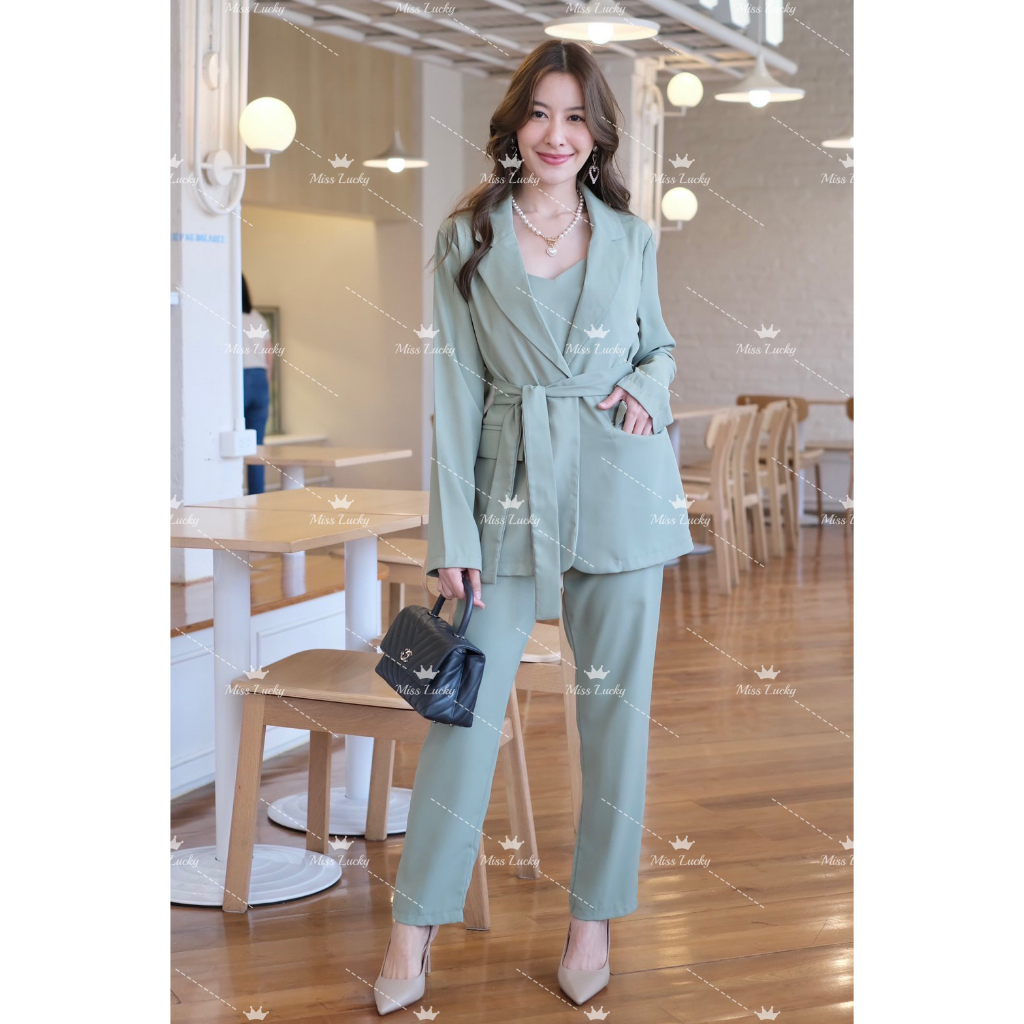 Miss Lucky Bangkok 3in1 Blazer Suit Belted & Spaghetti & Long