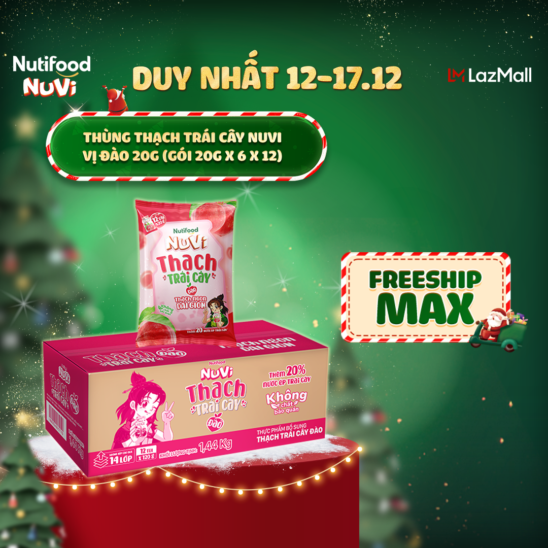 Thùng 24 Túi Thạch Trái Cây NuVi Vị Đào 90ml
