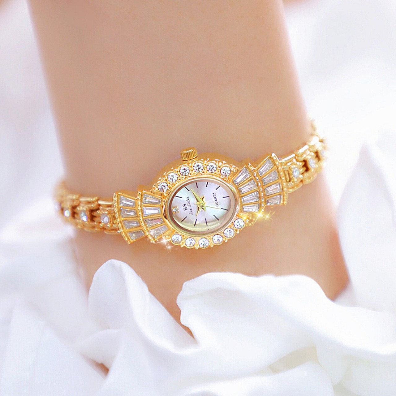 [HCM]Lắc tay đồng hồ bạc nữ dập máy cao cấp mạ vàng thật 18K hoặc mạc bạch kim JK Silver kiểu dáng khắc máy tinh xảo cao cấp U.vong249 - vòng tay miễn phí ship thumbnail
