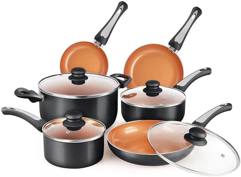 [PREORDER] FGY 10 Pieces Nonstick Pots and Pans Copper Cookware Set