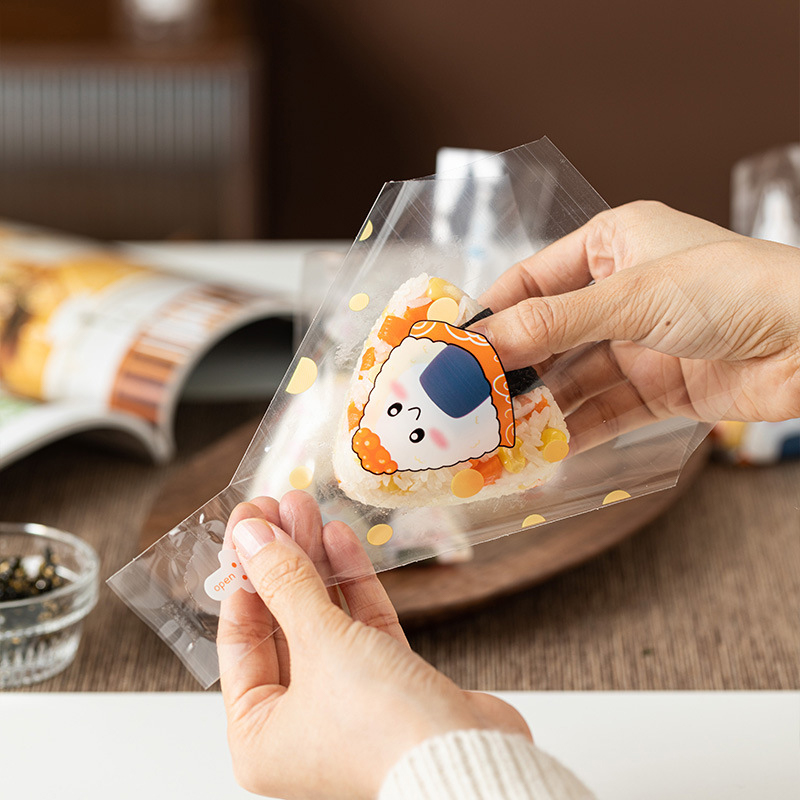 50Pcs Lovely Cartoon For Triangle Rice Ball Packaging Bag Nori Onigiri Sushi Bag Sushi Making Mold Bento Accessories.