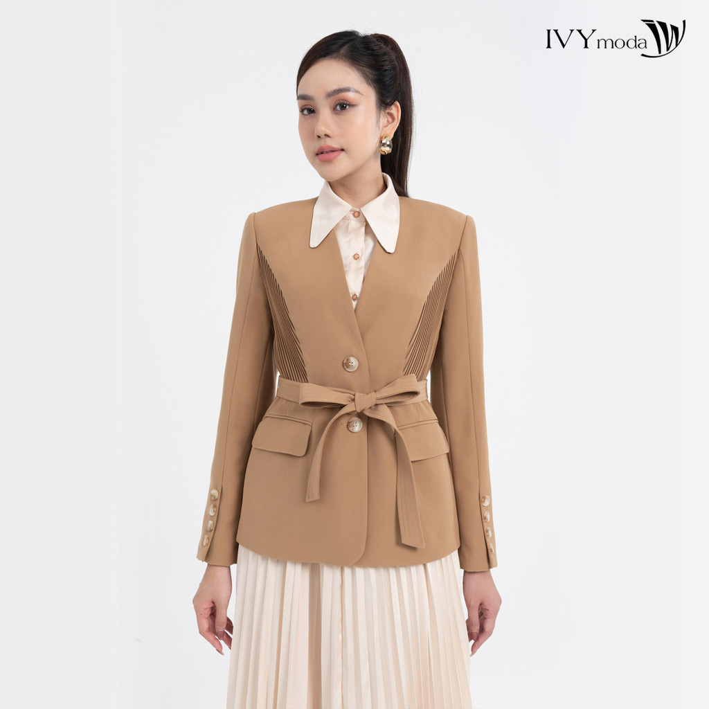 [TỪ 20H 8.9 - VOUCHER 10% ĐƠN 499K|GIẢM TỐI ĐA 150K] Elegant Blazer - Áo blazer phối đai IVY Moda MS 67T0132