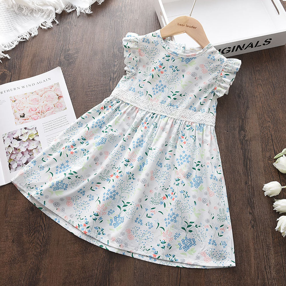 Bear Leader Girls Floral Dresses 2023 New Fashion Sweet Kids Flowers Corset Sleeveless Vestidos Children Clothing 3-8 Years