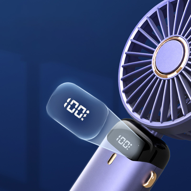 KAIMEIDI USB Handheld Fan Mini Portable Student Small Fan Digital Display Folding Aromatherapy Small Electric Fan