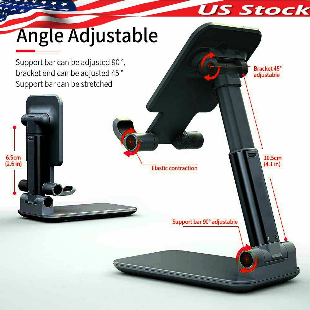 amagogo Universal Foldable Adjustable Desktop Phone Stand Swivel Holder for Smartphone Dark Blue