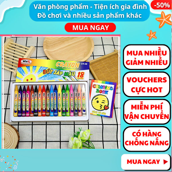 Hộp 18 bút sáp màu giá rẻ tặng kèm sách tô màu nhỏ-bút chì màu-bút cute-bút sáp màu-bút sáp nhiều màu-Nguyễn Thùy Store
