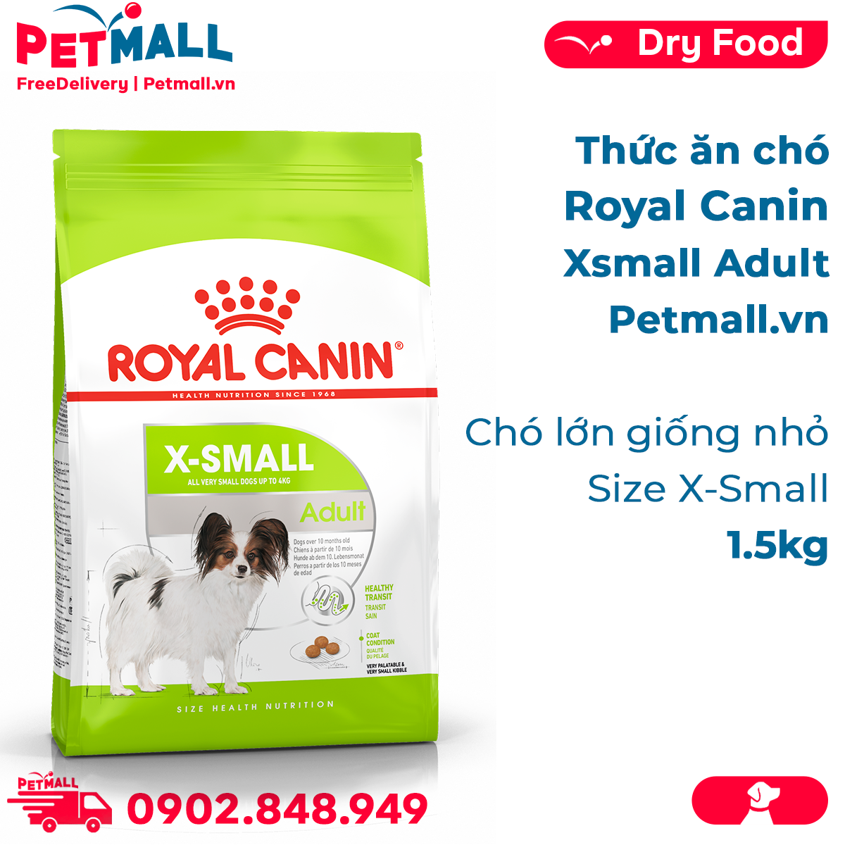 Thức ăn chó Royal Canin Xsmall Adult 1.5kg - Chó lớn giống nhỏ size X