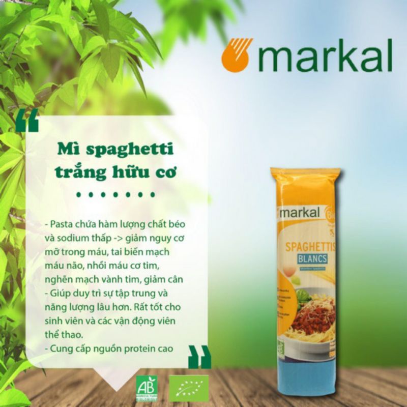 Mì Ý hữu cơ Markal 500g - Mỳ spaghetti [Date 2024]