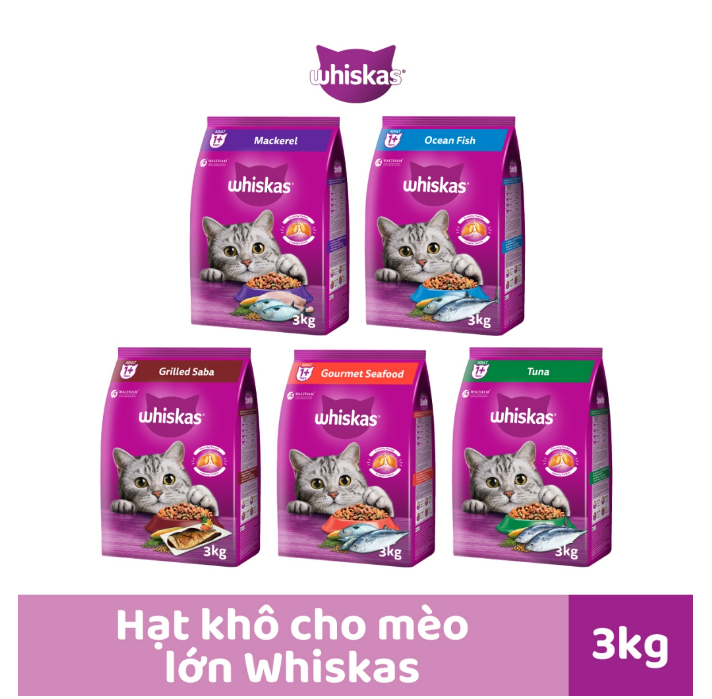 Hạt whiskas cho mèo túi nguyên 3kg - hạt cho mèo whiskas 3kg