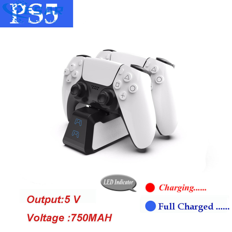 Ps5 dual usb handle fast 5v 720mah charging dock station stand charger for play station 5 ps5 game controller joypad joystick