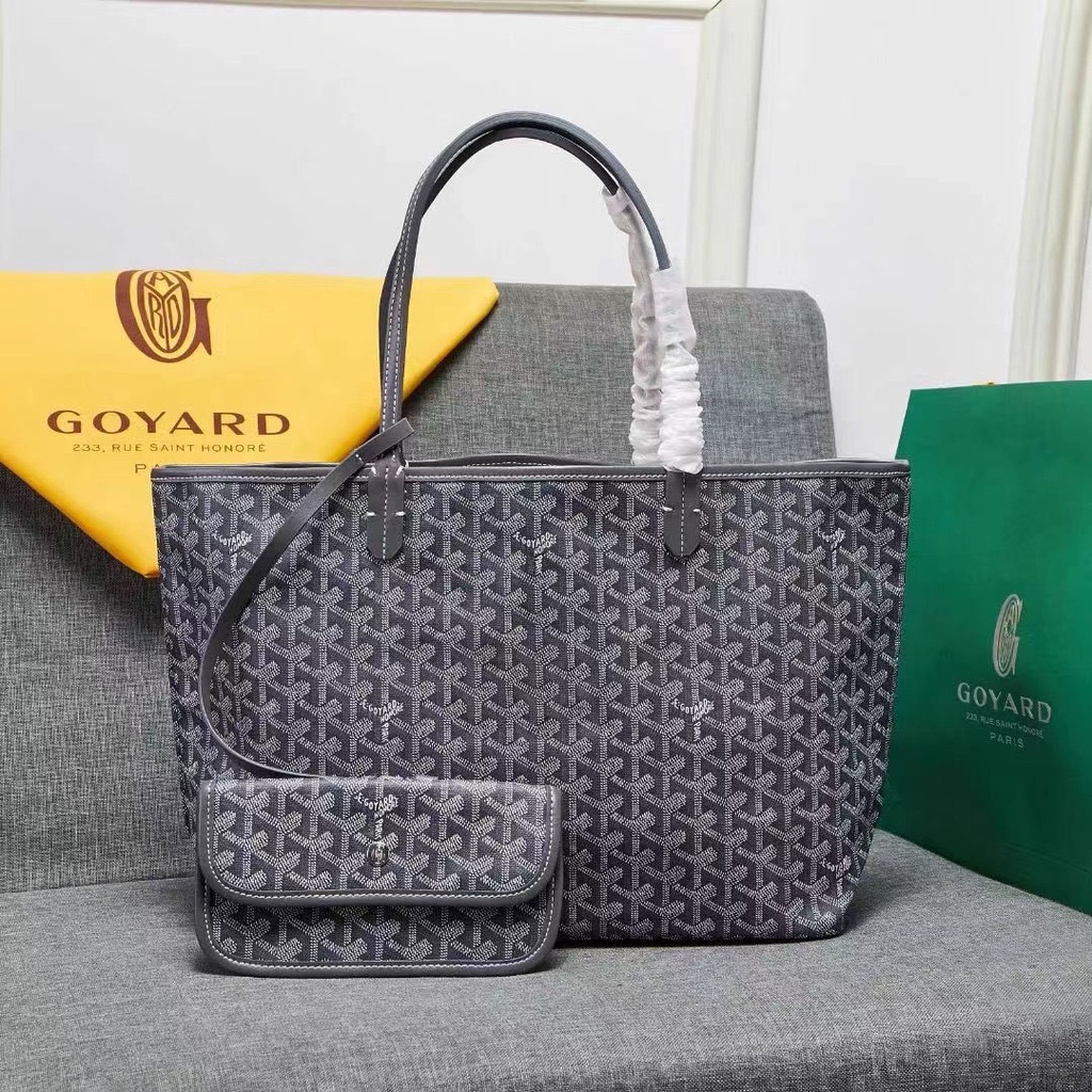 HOT) GAOY GOYARD Fashion Canvas One-Shoulder Portable Shopping Bag  Celebrity Same Style Women's Travel Bags Tote Bag Dog Teeth Bag