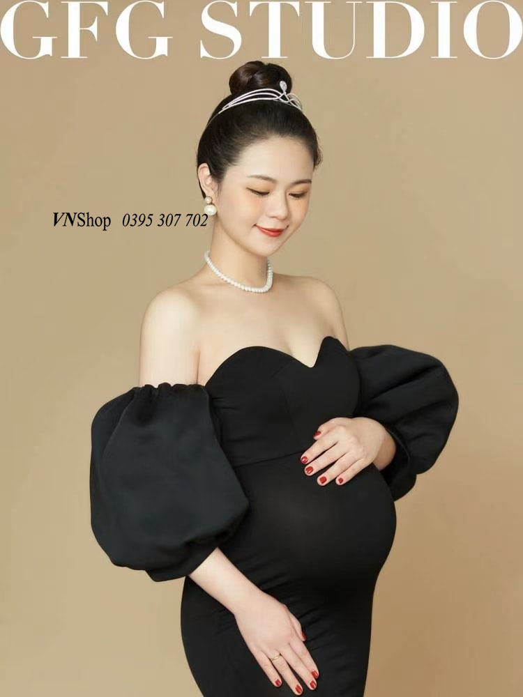 #072M-Đầm bầu tiểu thư sang chảnh 2022