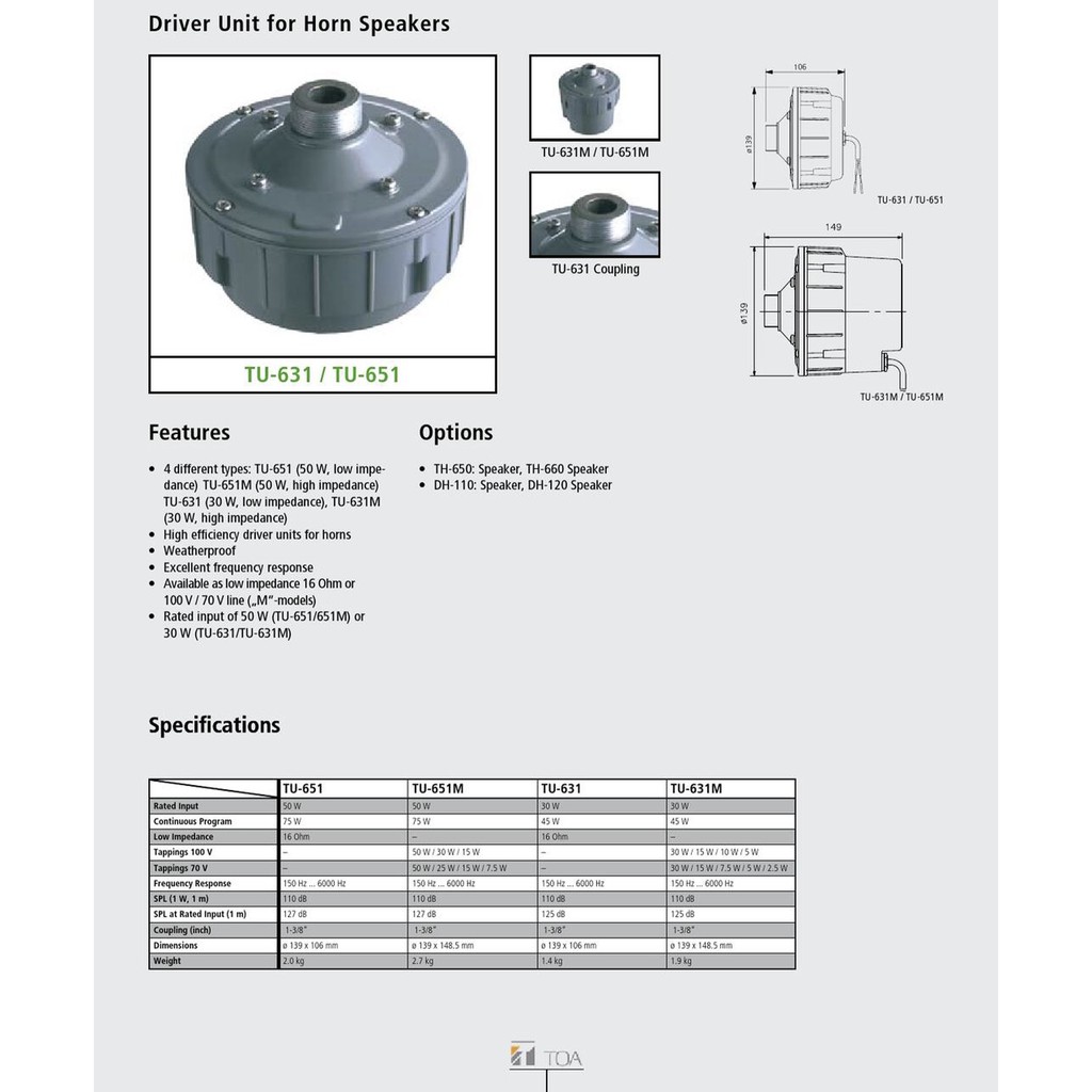 Củ loa 50W TOA TU-651
