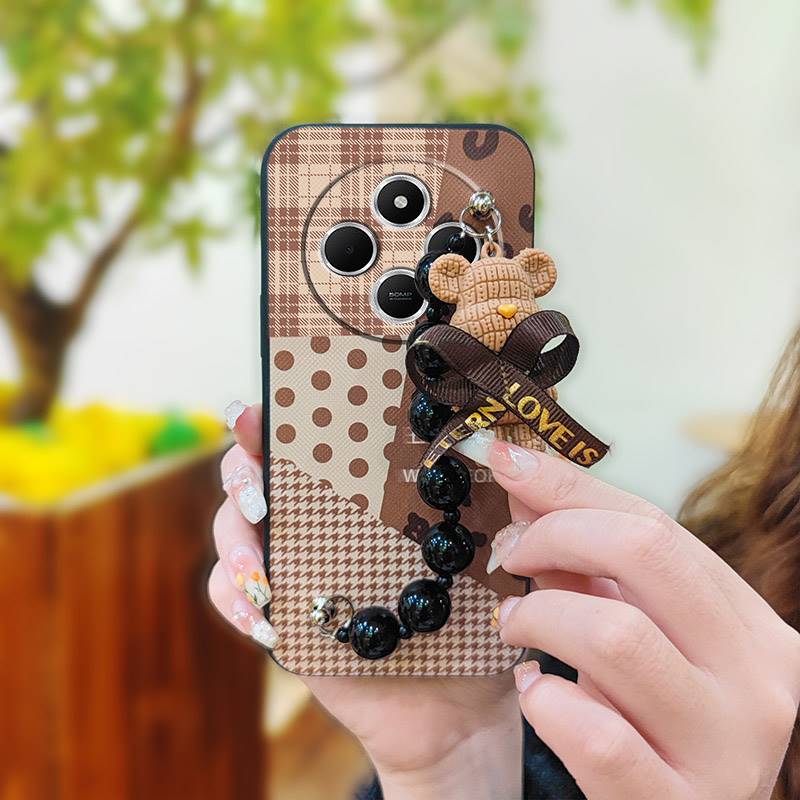 Waterproof Cartoon Phone Case For Redmi A4 5G Skin-friendly feel soft case Bear bracelet Simplicity protective case cute. 