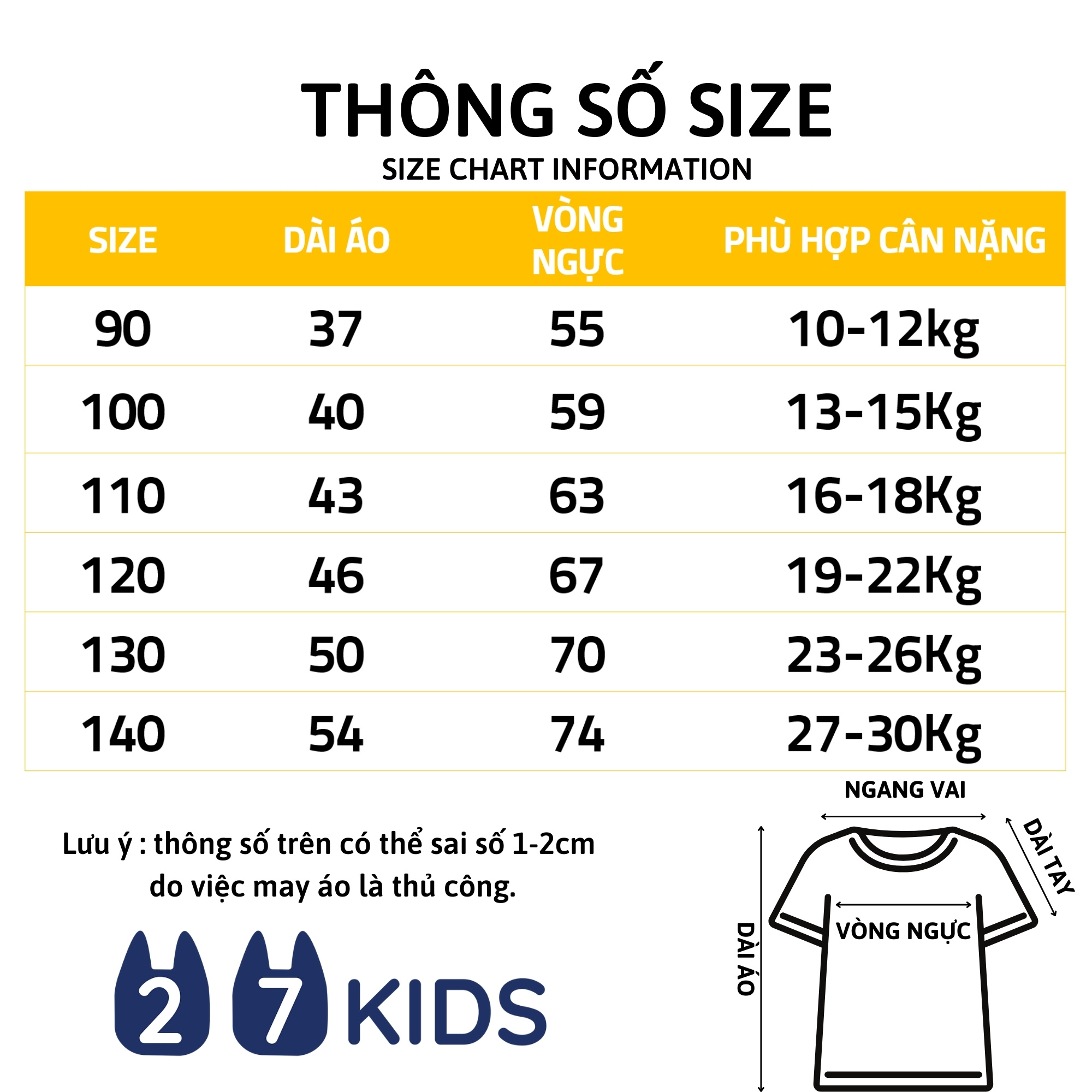 Áo thun bé trai bé gái ngắn tay size đại 27Kids cộc tshirt nam nữ cotton 180g cho trẻ từ 6-14 tuổi BSTS10
