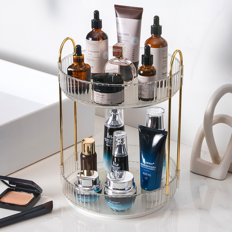 Rotating cosmetics storage box, light luxury dressing table, lipstick and skin care product storage rack, bathroom toilet storage rack