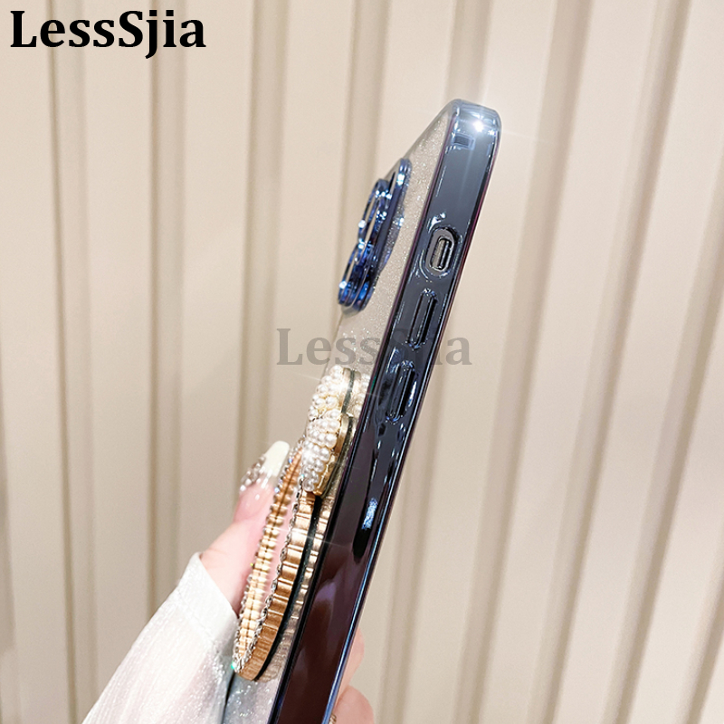 Phone Cover Samsung A26 A36 A56 Back case with Bow Makeup Mirror Luxury Shiny Gradient Clear Plating Glitter Girls Slim For Galaxy A36 A26 A56 Phone cases.