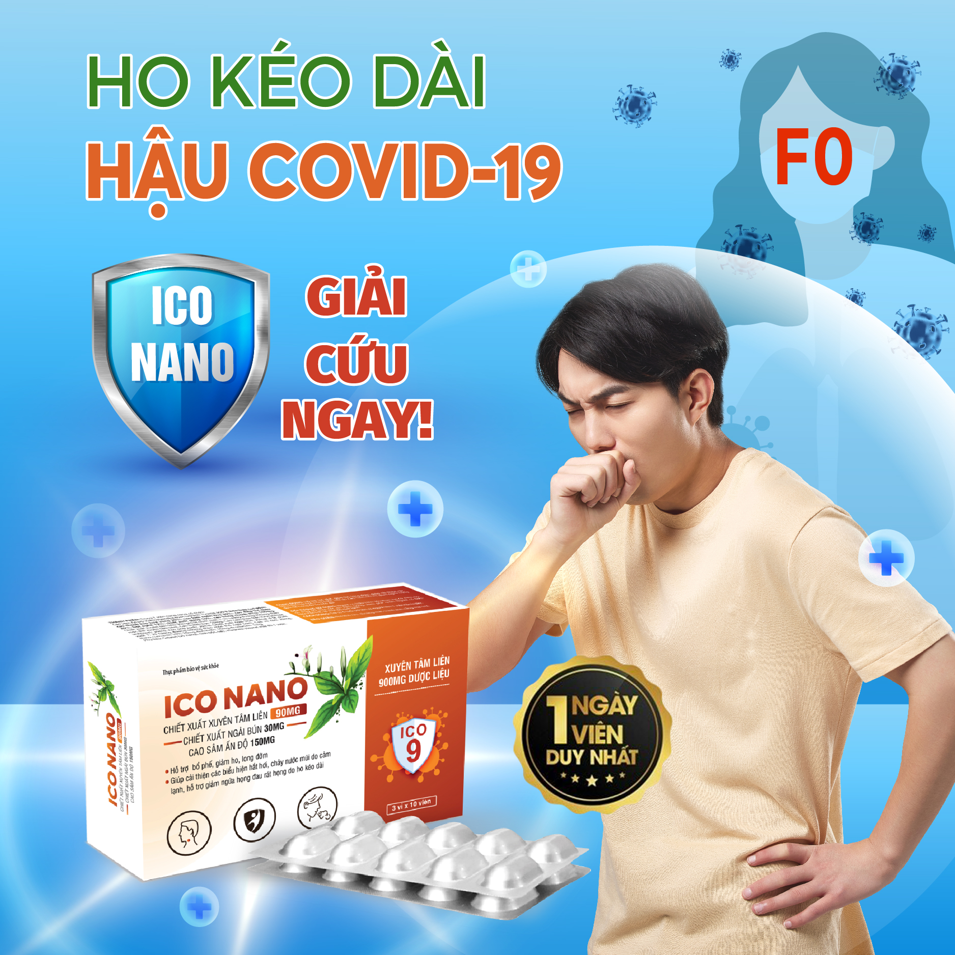 Viên uống Xuyên tâm liên Ico Nano - Giảm ho, bổ phế, phòng cảm cúm
