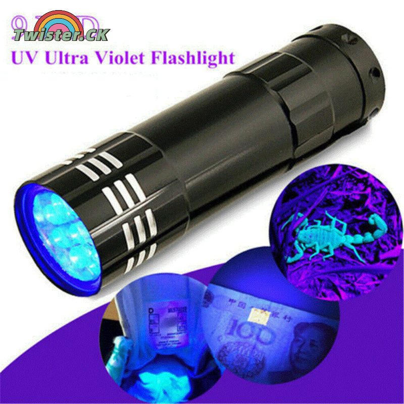 Twister.CK 9 Uv Led Ultraviolet Flashlight Multi-functional Mini Fluorescent Torch Lightweight Portable Outdoor Waterproof Emergency Lamp