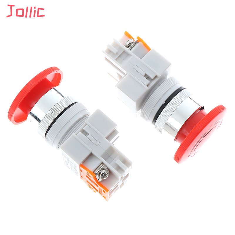 Jollic 1 chiếc nắp hình nấm Màu Đỏ nút bấm dừng khẩn cấp thường đóng 10A lay37