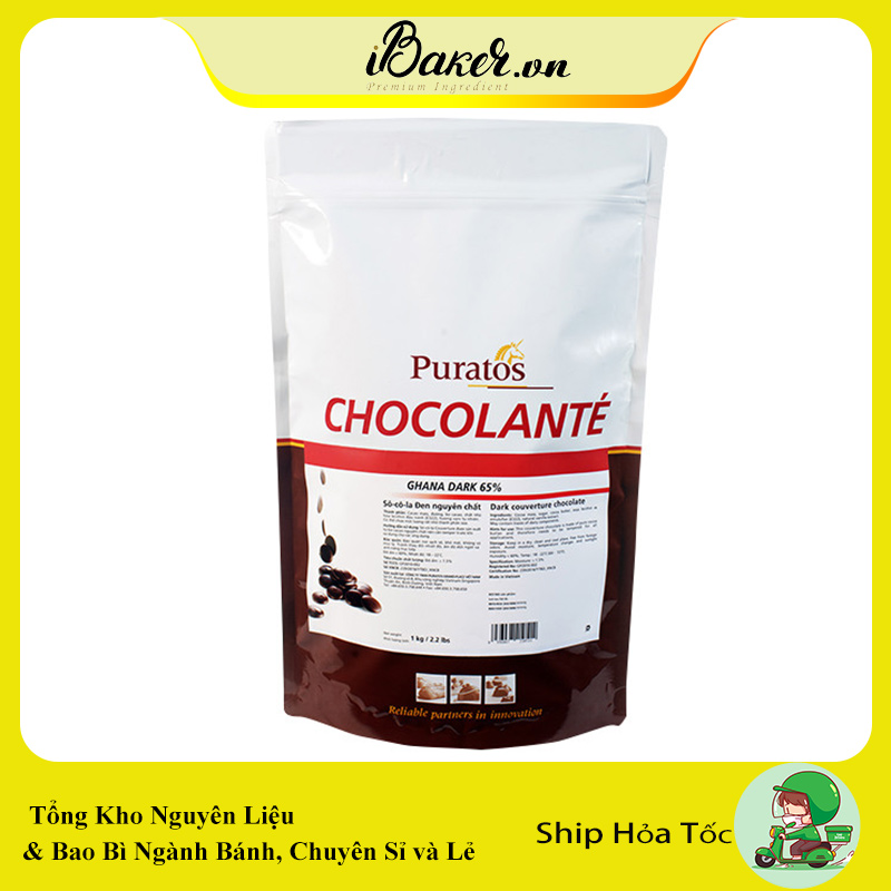 [1kg, 200g] Socola Puratos nút đen Ghana dark 65%