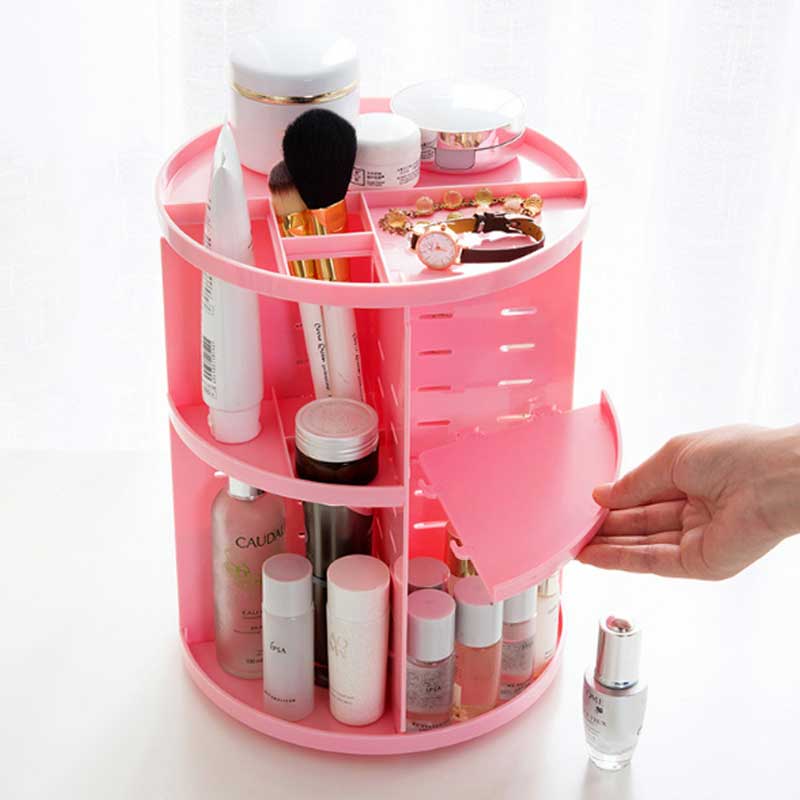 7 Adjustable 360 Rotating Make Up Cosmetic Jewelry Organize Storage Box Space Saving. 