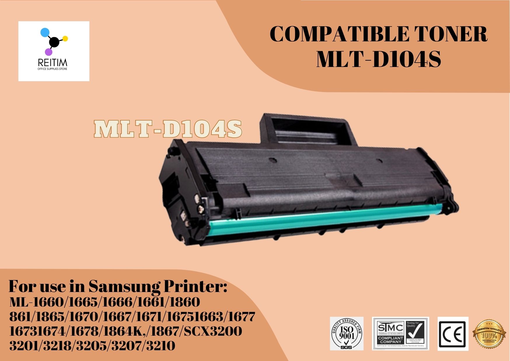 Toner Cartridge for Samsung ML-1660 1665 1667 1670 1671 1675 1676 1677 1865 1867 1-Pack,Black LCL Compatible for Samsung MLT-D104S D1042S 