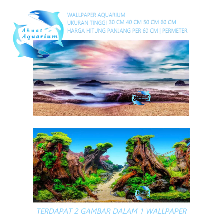 WALLPAPER AQUARIUM UKURAN 30 CM SEA DISCOVERY BACKGROUND AQUARIUM 3D