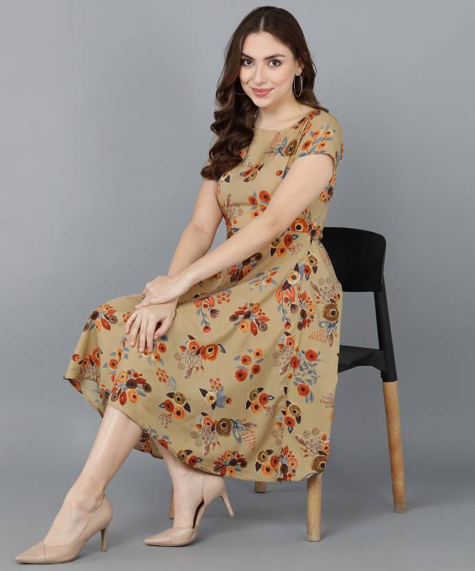 one%20piece%20for%20Women%20girls%20Fit%20Flare%20Beige%20color%20Short%20Sleeve%20western%20wear%20dress%20for%20all%20occasion%20casual%20party%20wear%20-%20Image%206