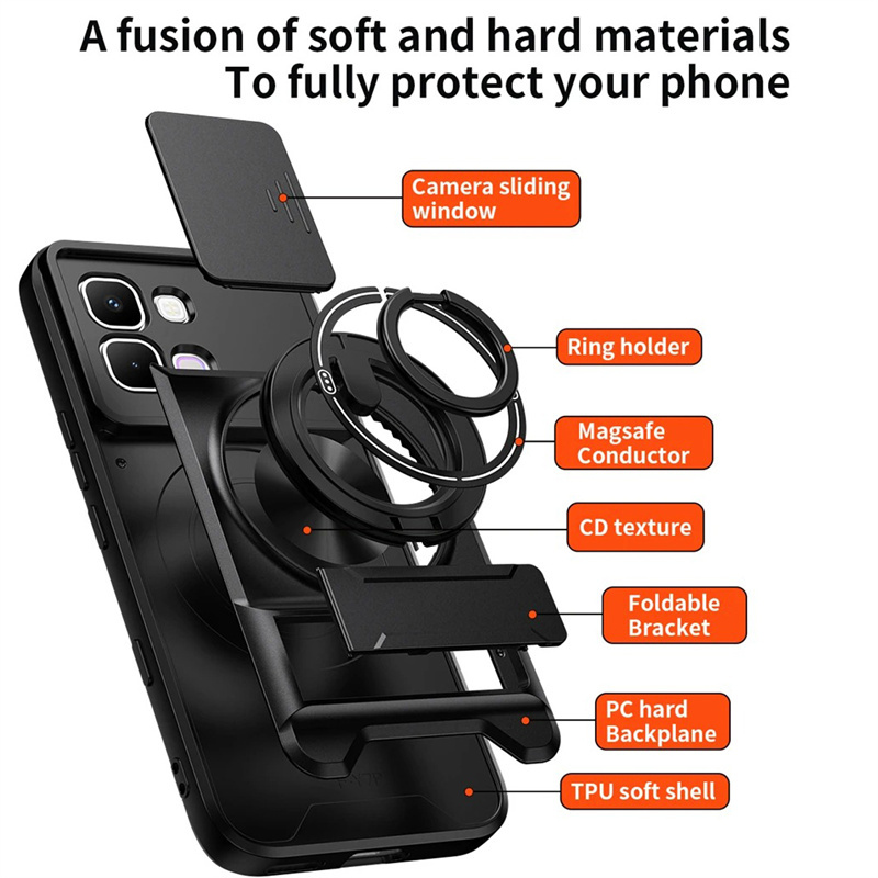Phone case For Infinix Note Edge 5G Phone Case Magnetic Back Cover Hard Shock Resistant Camera Protection Bracket Navigation Bracket Ring Cover For Infinix Note Edge 5G Cover cases.