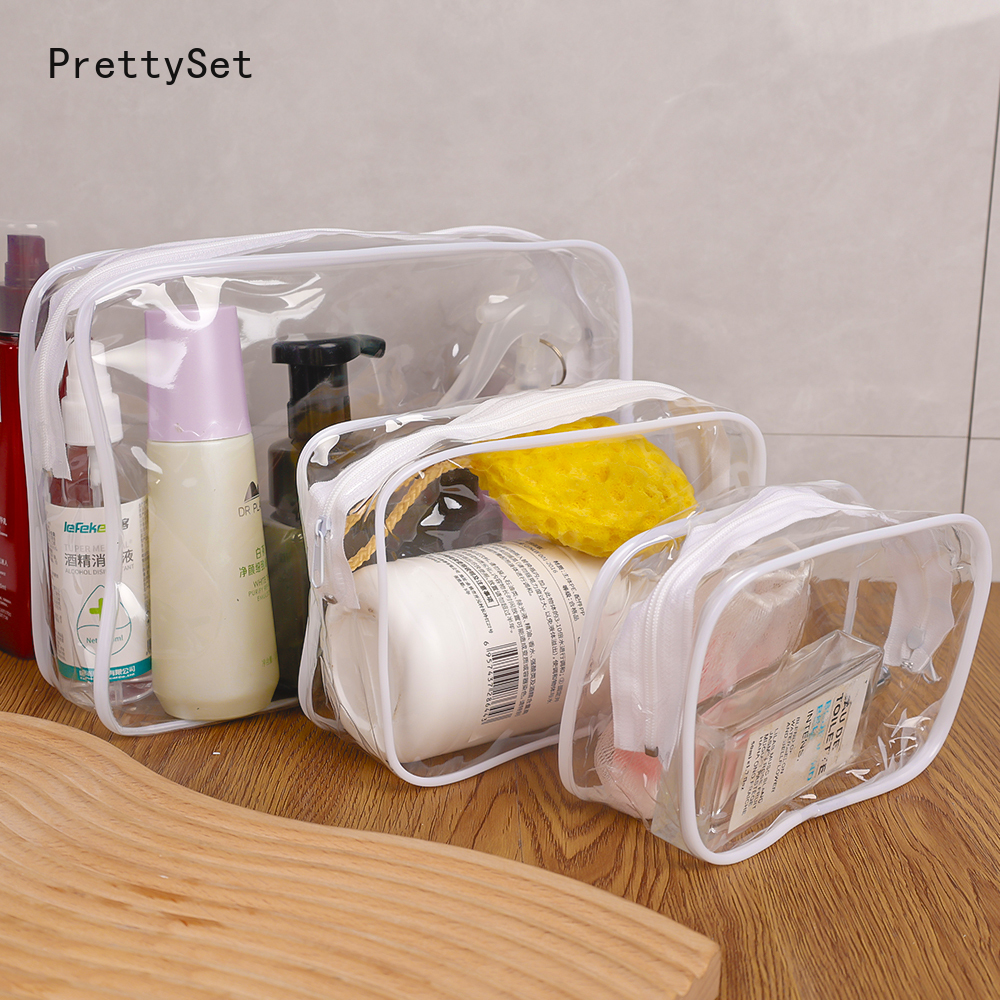 PVC Transparent Waterproof Makeup Bag Small Large Clear Cosmetic