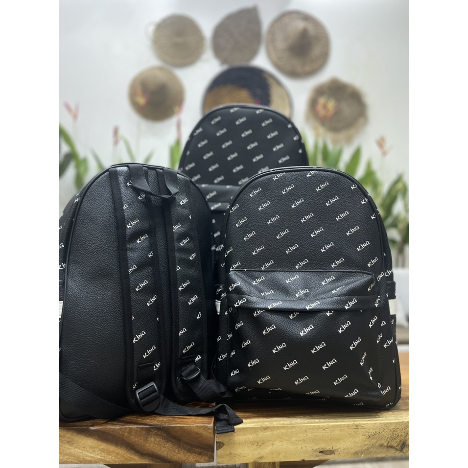 [VOUCHER 8%]Balo Da Backpack Unisex Chống Nước Balo Backpack King 2-Màu Đen king