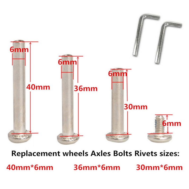 Replacement Luggage Wheels Replace 6mm Axles Bolts Rivets for 4 and Hex