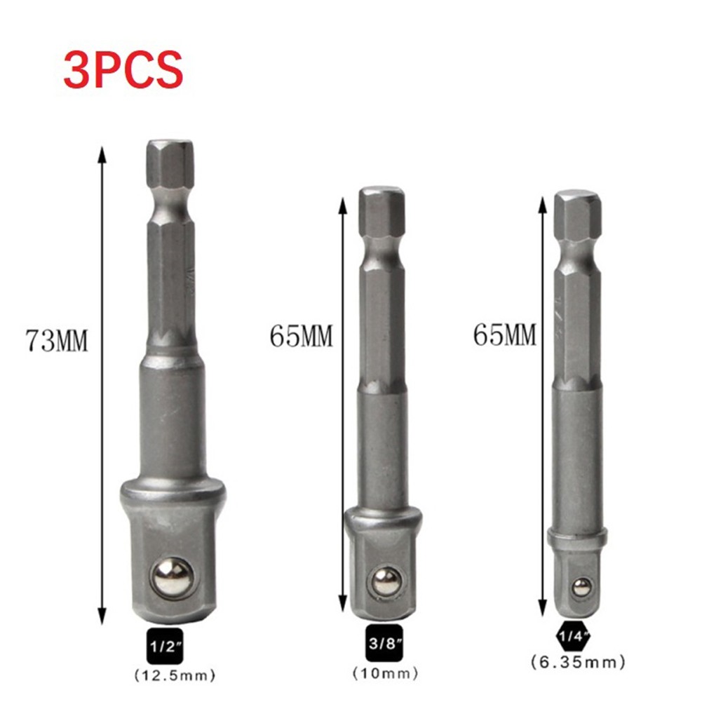【BEUMK】 Drill Socket Adapter 1/4in Hex Shank Adapter Drill Nut Driver Power Extension Bar For Impact Driver 1/2 3/8 1/4
