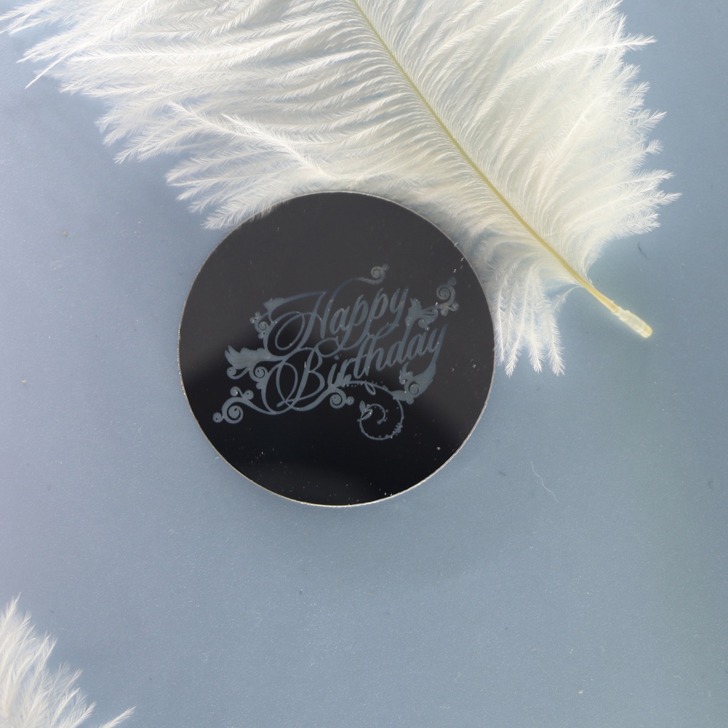 Acrylic Cupcake Toppers Happy Birthday Cake Disc Mirror Acrylic Cake ...