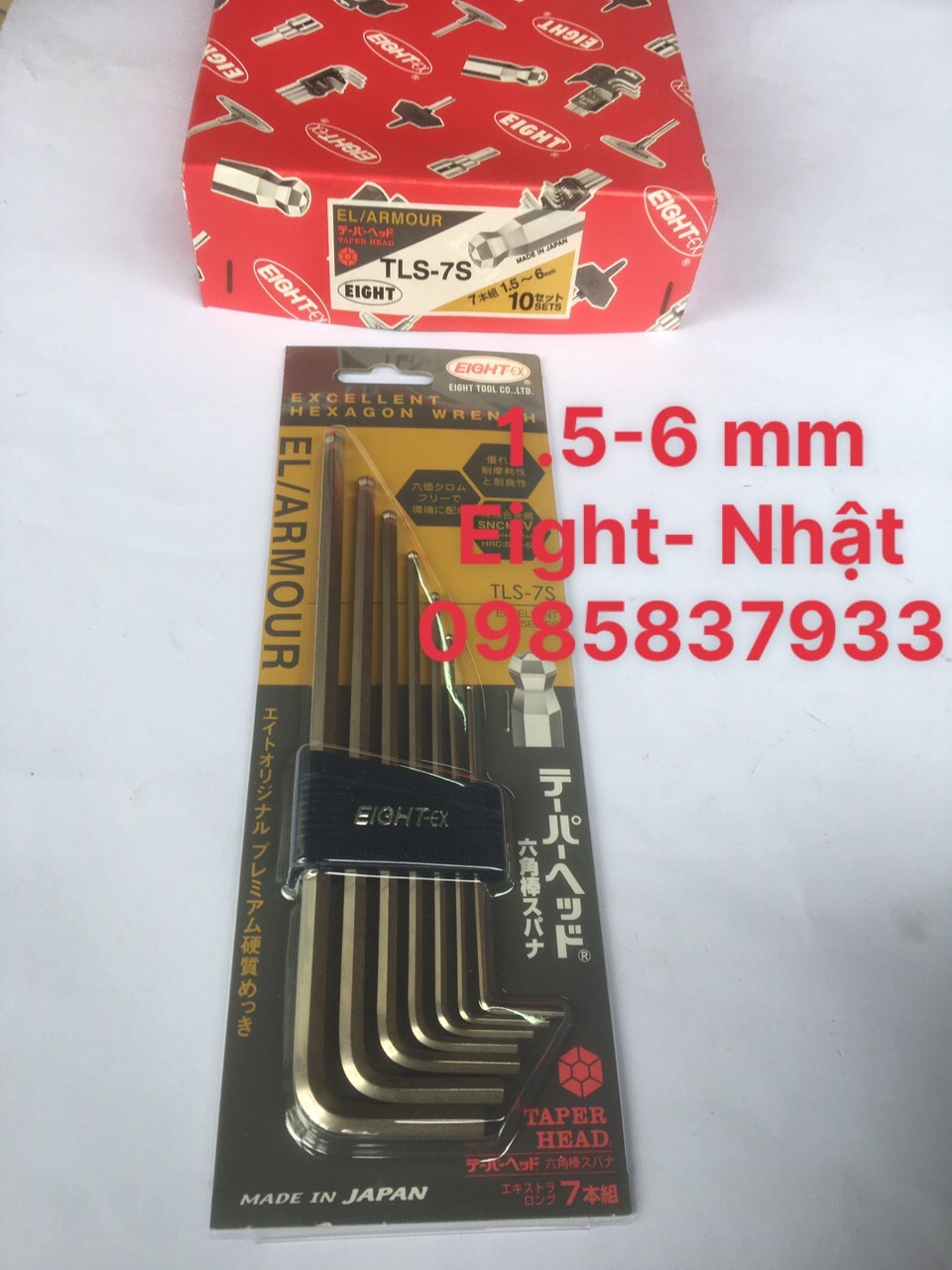 [Freeship + quà tặng 19k] Bộ lục giác Nhật 7 chiếc đầu bi dài 1.5-6 mm TLS-7S Eight tại Máy cầm tay NTT dùng vặn ốc chìm dễ dàng hiệu quả an toàn