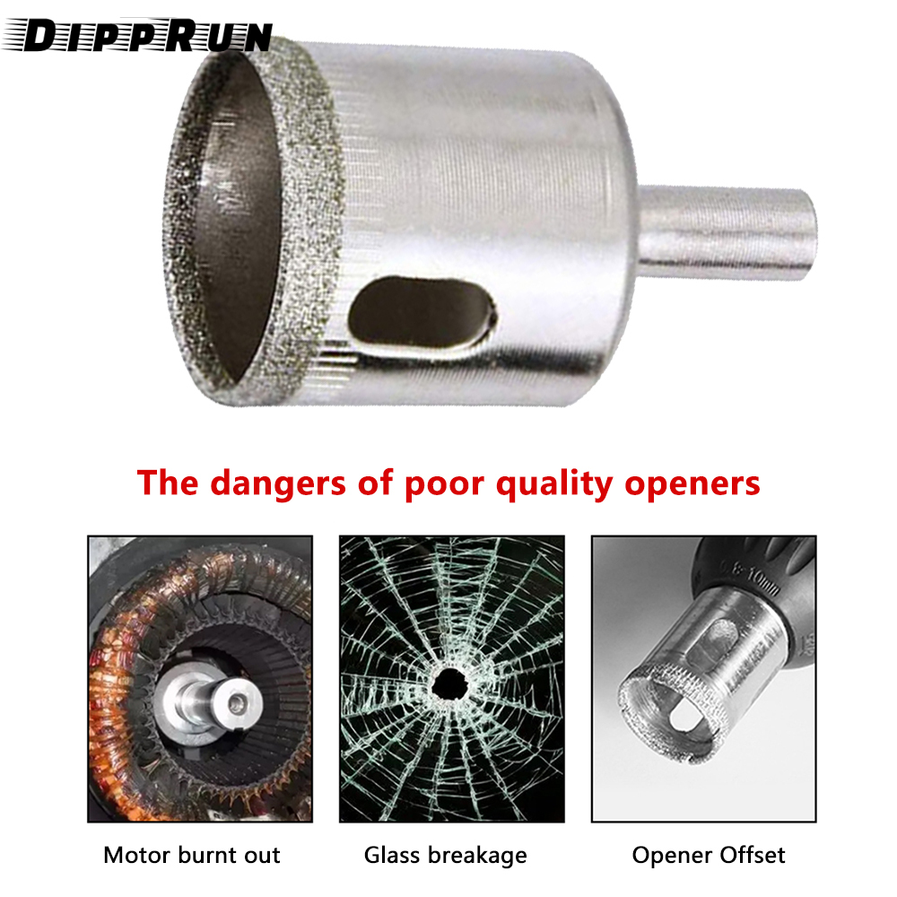 DIPPRUN Diamond Hole Saw Drill Bits Set Kit for Ceramic Premium Glass Drill Bit for Bottles Pots Marble Granite Tile Cutting 6-32mm