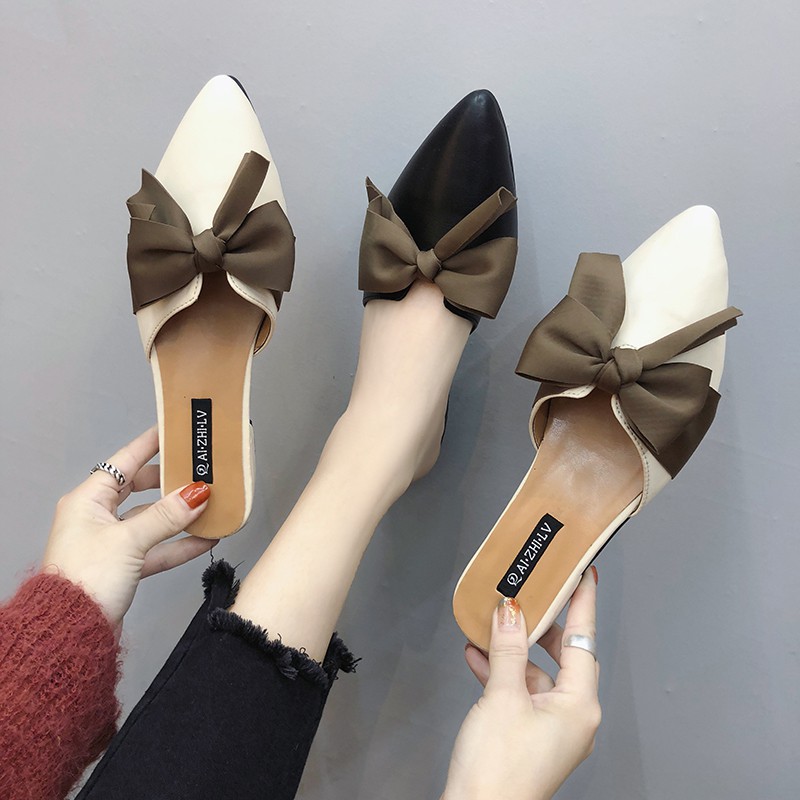 Giày Nữ Sục Mũi Nhọn Thắt Nơ Siêu Xinh A86