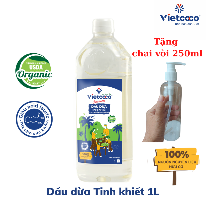 Dầu dừa Vietcoco chai PET 1000ml tinh khiết