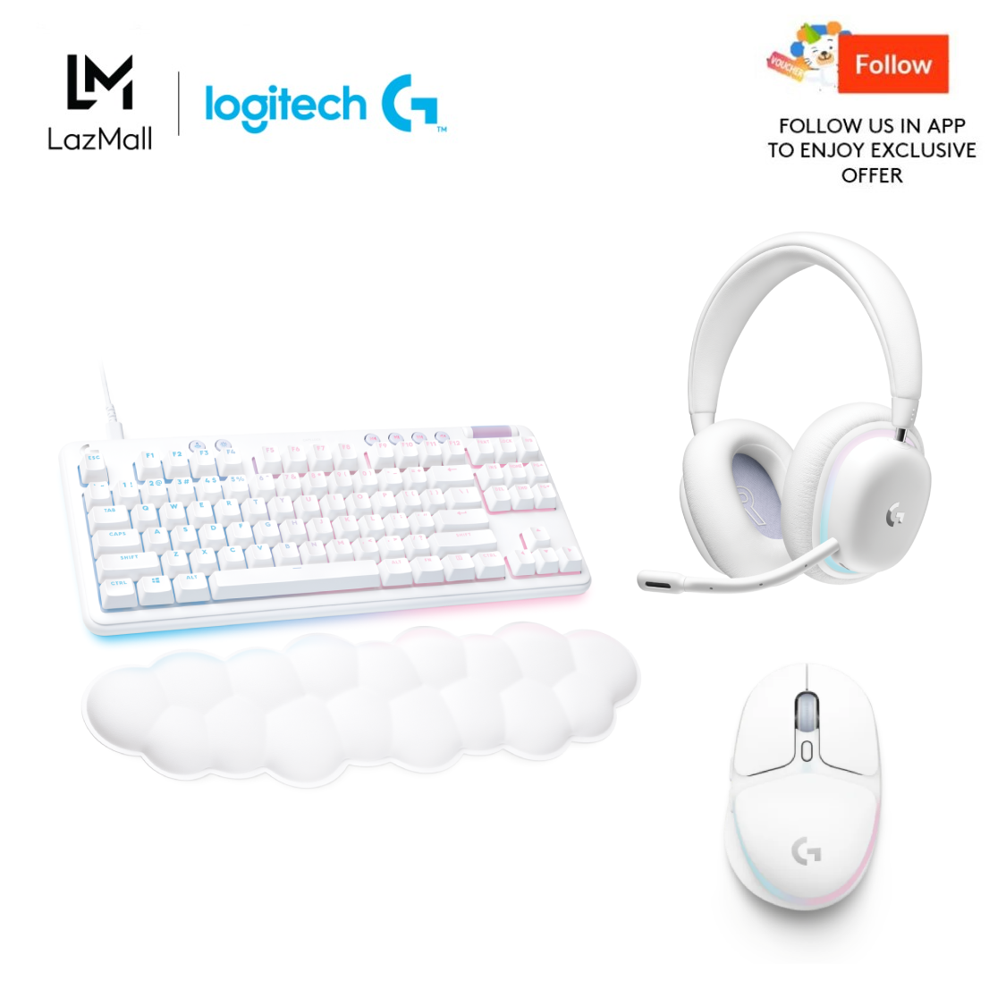 Logitech G705 Aurora LIGHTSPEED Wireless Gaming Mouse + Logitech G713 ...