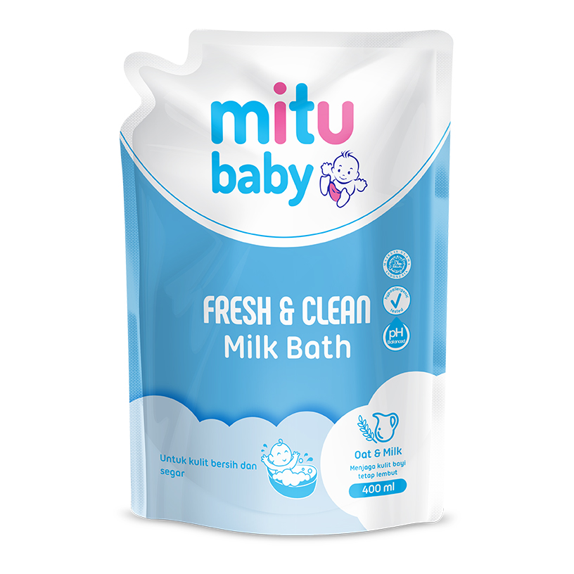 Mitu Baby Milk Bath Fresh & Clean Oat & Milk 400ml Refill Lazada