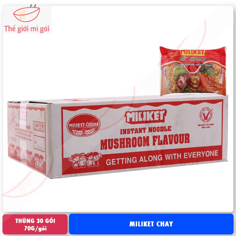 Mì chay Miliket (thùng 30 gói) loại 70g